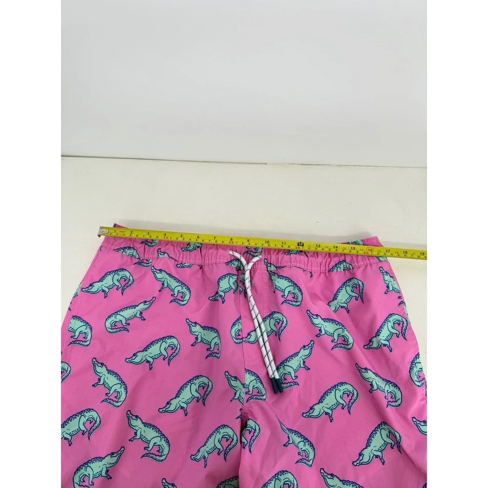 Member's Mark Mens Resort Swim Trunks Pink Alligator Print Sz L‎